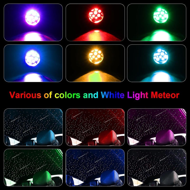 AKEPO Small Size 16W Twinkle Meteor APP Fiber Optic Light Kits, Shooting Star+RGBW Music Activated 550pcs 0.03in/0.75mm 9.8ft/3m Optical Fiber Star Ceiling Light Kit for Car Starlight Headliner/Home - Image 3
